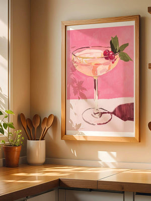 Pink Coupe With Berries Plakat - 21 x 29.7 cm (A4) - Nellastore