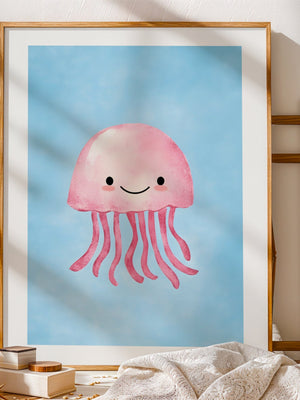 Pink Jellyfish Plakat - 21 x 29.7 cm (A4) - Nellastore