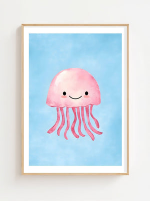 Pink Jellyfish Plakat - 21 x 29.7 cm (A4) - Nellastore