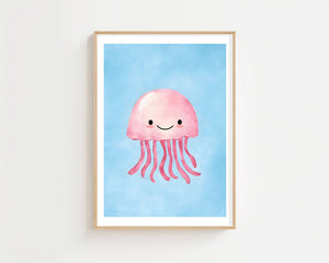 Pink Jellyfish Plakat - 21 x 29.7 cm (A4) - Nellastore