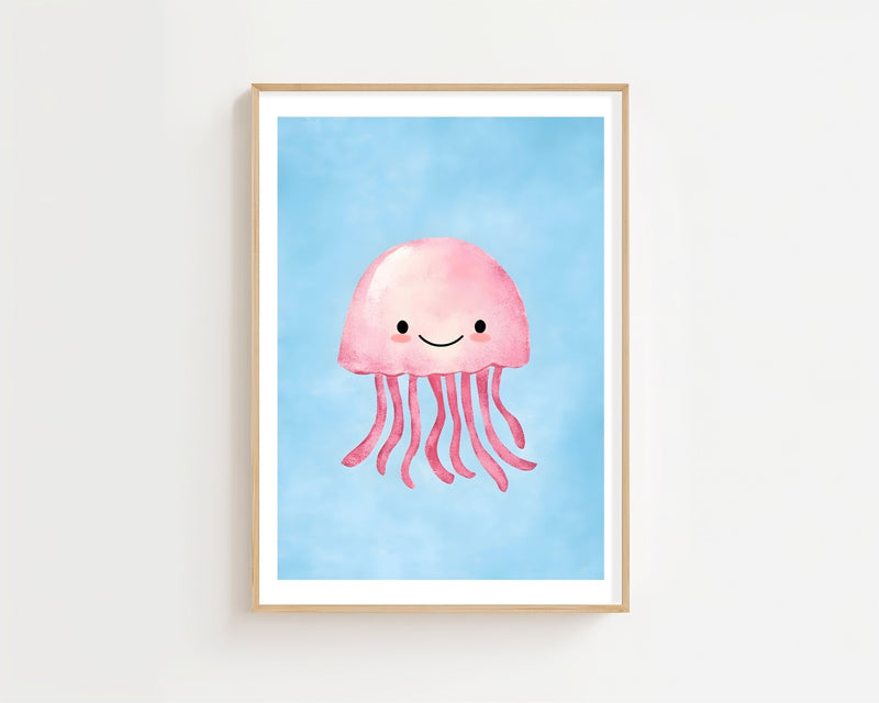 Pink Jellyfish Plakat - 21 x 29.7 cm (A4) - Nellastore