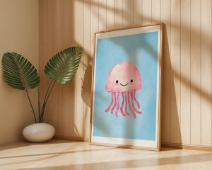 Pink Jellyfish Plakat - 21 x 29.7 cm (A4) - Nellastore