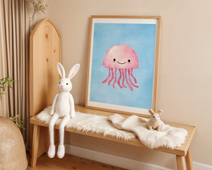 Pink Jellyfish Plakat - 21 x 29.7 cm (A4) - Nellastore