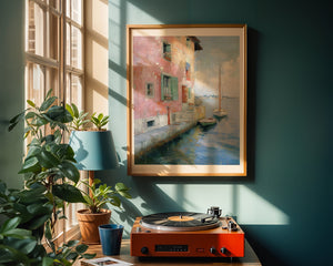Pink Mediterranean House Plakat - 21 x 29.7 cm (A4) - Nellastore