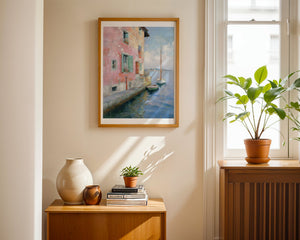 Pink Mediterranean House Plakat - 21 x 29.7 cm (A4) - Nellastore