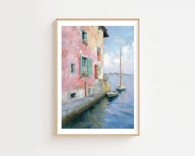 Pink Mediterranean House Plakat - 21 x 29.7 cm (A4) - Nellastore