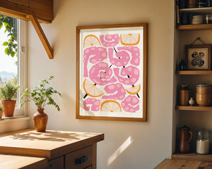 Pink Shrimp Lemon Plakat - 21 x 29.7 cm - Nellastore