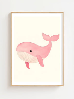 Pink Whale Plakat - 21 x 29.7 cm (A4) - Nellastore