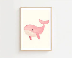 Pink Whale Plakat - 21 x 29.7 cm (A4) - Nellastore