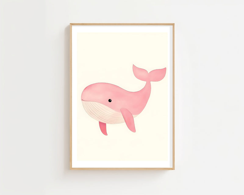 Pink Whale Plakat - 21 x 29.7 cm (A4) - Nellastore