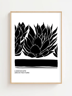 Protea Silhouette Landscape Plakat - 21 x 29.7 cm - Nellastore