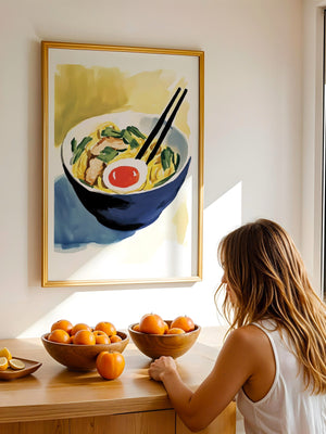 Ramen Bowl Watercolor Plakat - 21 x 29.7 cm (A4) - Nellastore