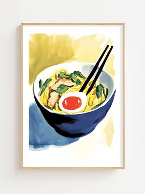 Ramen Bowl Watercolor Plakat - 21 x 29.7 cm (A4) - Nellastore