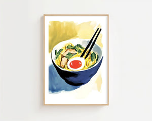 Ramen Bowl Watercolor Plakat - 21 x 29.7 cm (A4) - Nellastore