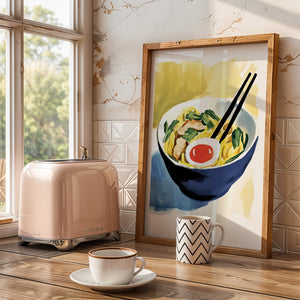 Ramen Bowl Watercolor Plakat - 21 x 29.7 cm (A4) - Nellastore