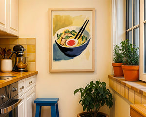 Ramen Bowl Watercolor Plakat - 21 x 29.7 cm (A4) - Nellastore