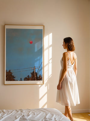 Red Balloon Sky Plakat - 21 x 29.7 cm (A4) - Nellastore