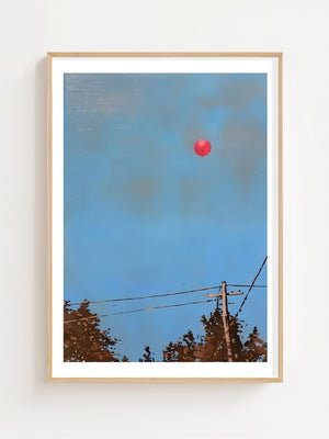 Red Balloon Sky Plakat - 21 x 29.7 cm (A4) - Nellastore