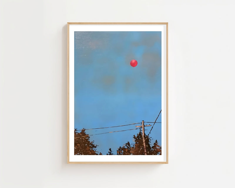 Red Balloon Sky Plakat - 21 x 29.7 cm (A4) - Nellastore