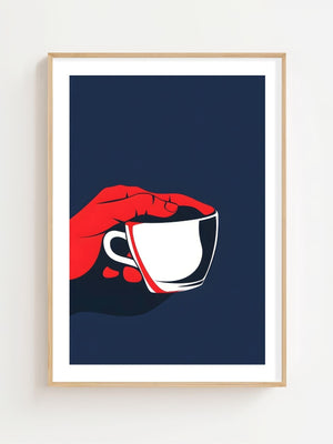 Red Hand Coffee Cup Plakat - 21 x 29.7 cm (A4) - Nellastore