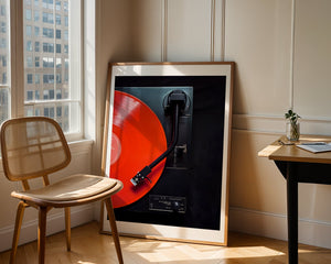 Red Record Player Plakat - 21 x 29.7 cm (A4) - Nellastore
