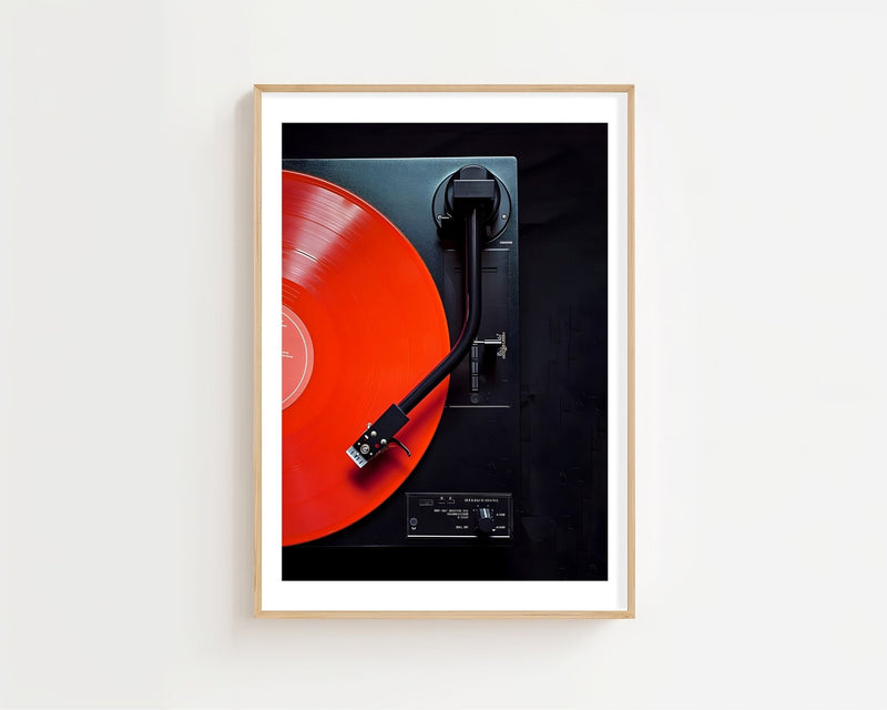 Red Record Player Plakat - 21 x 29.7 cm (A4) - Nellastore