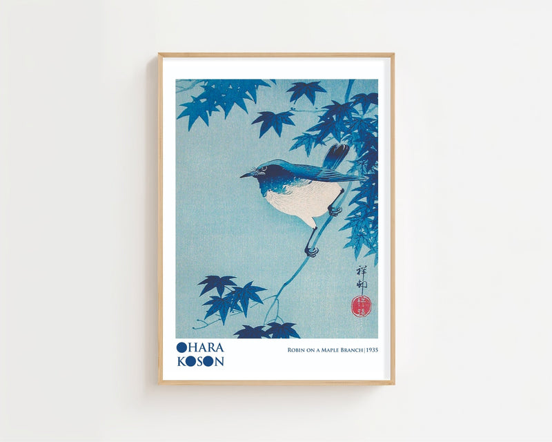 Robin On A Maple Branch Plakat - 21 x 29.7 cm (A4) - Nellastore