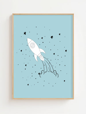 Rocket Among Stars Plakat - 21 x 29.7 cm (A4) - Nellastore