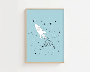 Rocket Among Stars Plakat - 21 x 29.7 cm (A4) - Nellastore