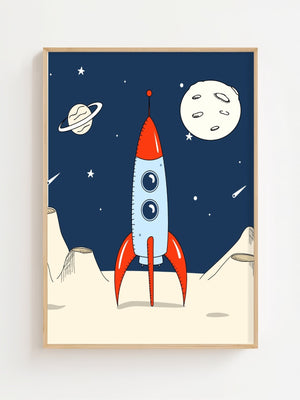 Rocket On The Moon Plakat - 21 x 29.7 cm (A4) - Nellastore