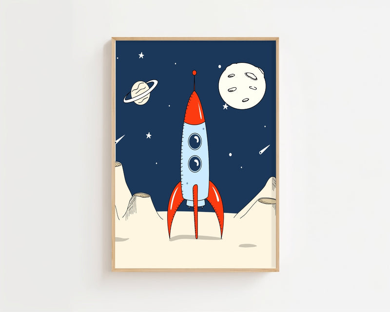 Rocket On The Moon Plakat - 21 x 29.7 cm (A4) - Nellastore