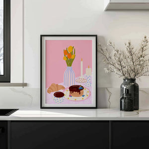 Rosy Brunch Still Life Plakat - 21 x 29.7 cm - Nellastore