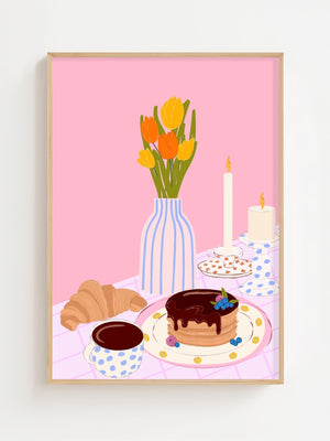 Rosy Brunch Still Life Plakat - 21 x 29.7 cm - Nellastore