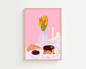 Rosy Brunch Still Life Plakat - 21 x 29.7 cm - Nellastore