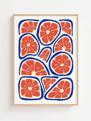 Ruby Grapefruit Grid Plakat - 21 x 29.7 cm - Nellastore