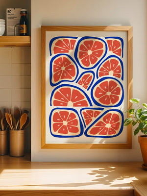Ruby Grapefruit Grid Plakat - 21 x 29.7 cm - Nellastore