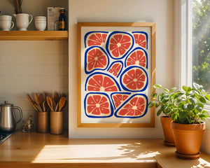 Ruby Grapefruit Grid Plakat - 21 x 29.7 cm - Nellastore