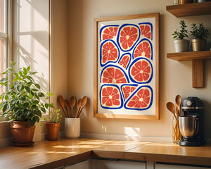 Ruby Grapefruit Grid Plakat - 21 x 29.7 cm - Nellastore