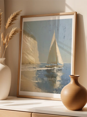 Sailboat By The Cliffs Plakat - 21 x 29.7 cm (A4) - Nellastore