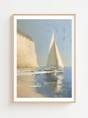 Sailboat By The Cliffs Plakat - 21 x 29.7 cm (A4) - Nellastore