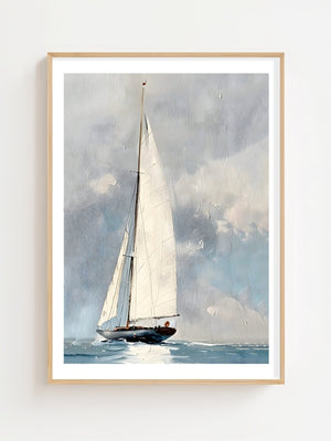 Sailboat In Grey Waters Plakat - 21 x 29.7 cm (A4) - Nellastore