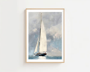 Sailboat In Grey Waters Plakat - 21 x 29.7 cm (A4) - Nellastore