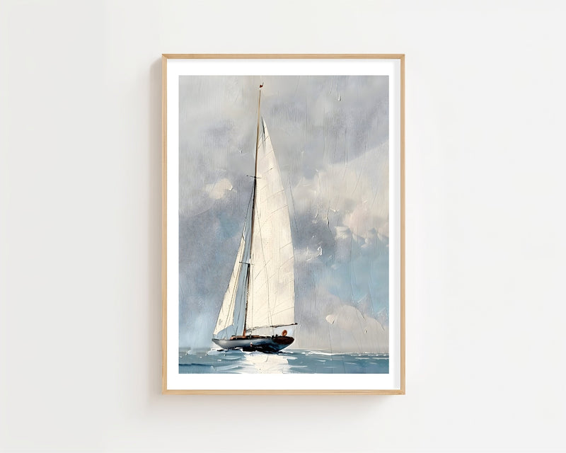 Sailboat In Grey Waters Plakat - 21 x 29.7 cm (A4) - Nellastore