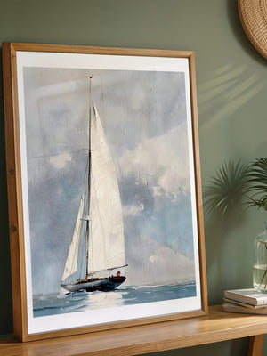 Sailboat In Grey Waters Plakat - 21 x 29.7 cm (A4) - Nellastore