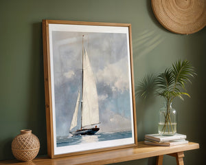 Sailboat In Grey Waters Plakat - 21 x 29.7 cm (A4) - Nellastore