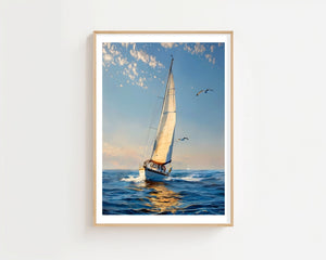 Sailboat In The Wind Plakat - 21 x 29.7 cm (A4) - Nellastore