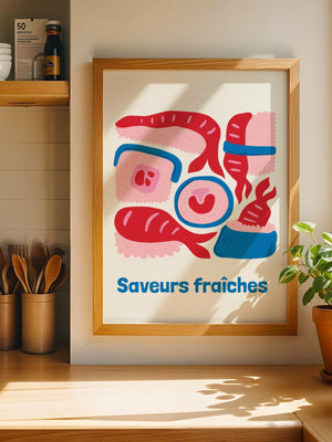 Saveurs Fraîches Sushi Plakat - 21 x 29.7 cm - Nellastore