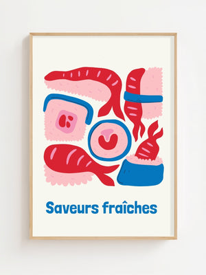Saveurs Fraîches Sushi Plakat - 21 x 29.7 cm - Nellastore