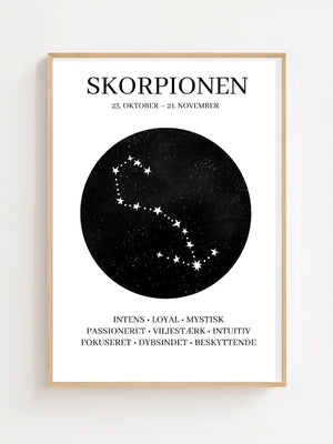 Skorpionen Stjernetegn Plakat - 21 x 29.7 cm - Nellastore