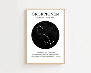 Skorpionen Stjernetegn Plakat - 21 x 29.7 cm - Nellastore